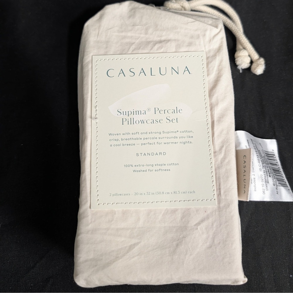 Standard 400 Thread Count Percale Pillowcases Natural - Casaluna™ - Picture 5 of 8
